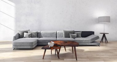 modern parlak iç mekan 3D resimleme