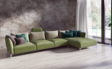 modern parlak iç mekan 3D resimleme