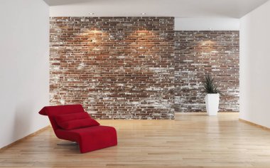 modern parlak iç mekan 3D resimleme