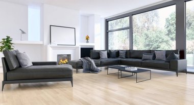 modern parlak iç mekan 3D resimleme