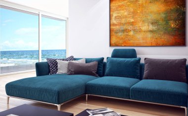 modern parlak iç mekan 3D resimleme