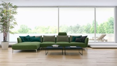 modern parlak iç mekan 3D resimleme