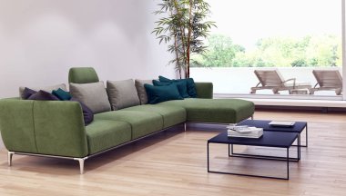 modern parlak iç mekan 3D resimleme