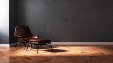 modern parlak iç mekan 3D resimleme