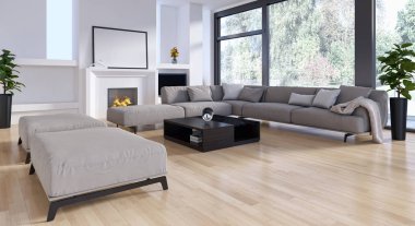 modern parlak iç mekan 3D resimleme