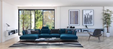 modern parlak iç mekan 3D resimleme