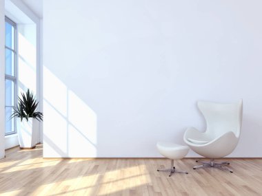 modern parlak iç mekan 3D resimleme