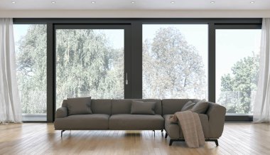 modern parlak iç mekan 3D resimleme