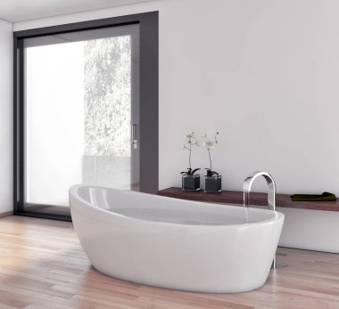 modern parlak iç mekan 3D resimleme