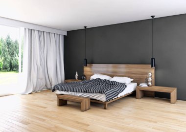 modern parlak iç mekan 3D resimleme