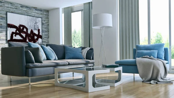 Modern helder interieur 3d rendering illustratie — Stockfoto