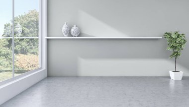 modern parlak iç mekan 3D resimleme