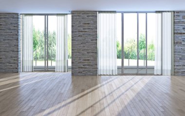 modern parlak iç mekan 3D resimleme