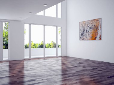 modern parlak iç mekan 3D resimleme