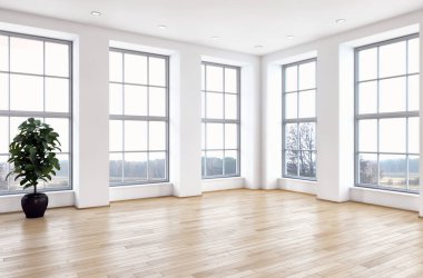 modern parlak iç mekan 3D resimleme