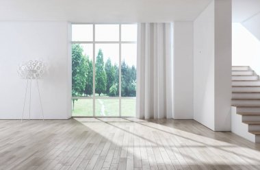 modern parlak iç mekan 3D resimleme