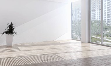 modern parlak iç mekan 3D resimleme