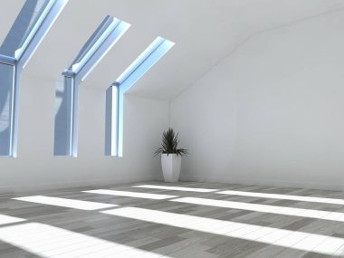 modern parlak iç mekan 3D resimleme