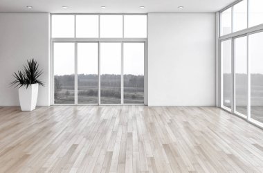 modern parlak iç mekan 3D resimleme