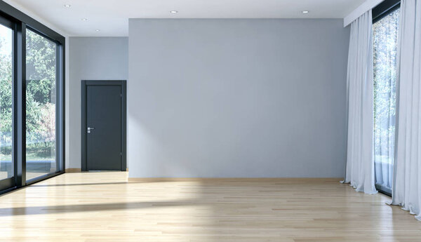 Modern bright interiors 3D rendering illustration