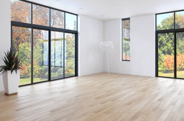 modern parlak iç mekan 3D resimleme