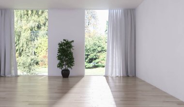 modern parlak iç mekan 3D resimleme