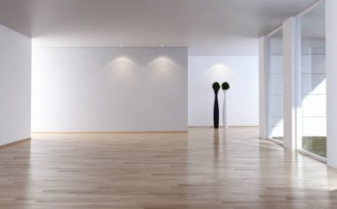 modern parlak iç mekan 3D resimleme