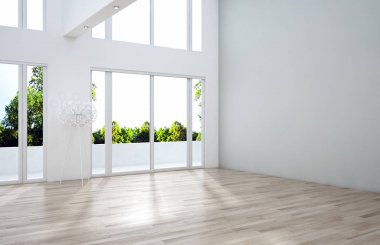 modern parlak iç mekan 3D resimleme