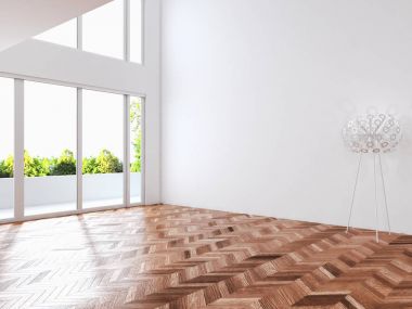 modern parlak iç mekan 3D resimleme