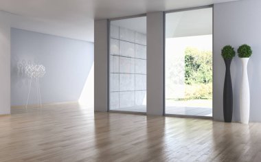 modern parlak iç mekan 3D resimleme