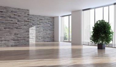 modern parlak iç mekan 3D resimleme