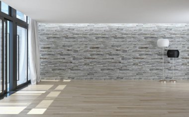 modern parlak iç mekan 3D resimleme