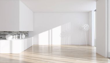 modern parlak iç mekan 3D resimleme