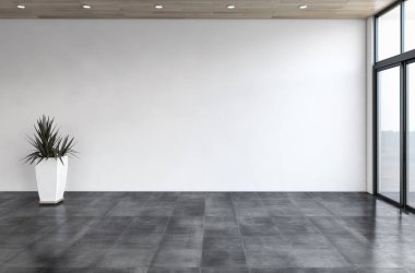 modern parlak iç mekan 3D resimleme