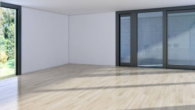 modern parlak iç mekan 3D resimleme