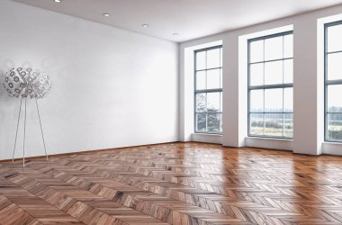 modern parlak iç mekan 3D resimleme