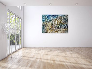 modern parlak iç mekan 3D resimleme