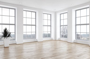 modern parlak iç mekan 3D resimleme