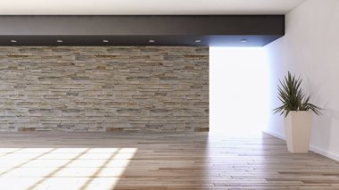 modern parlak iç mekan 3D resimleme