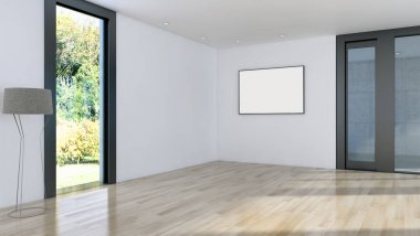 modern parlak iç mekan 3D resimleme