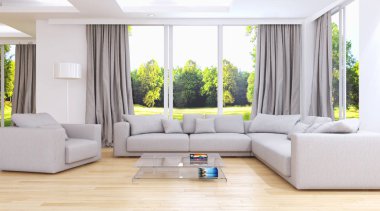 modern parlak iç mekan 3D resimleme