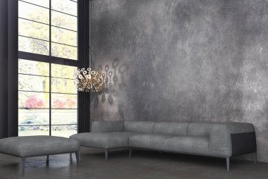 modern parlak iç mekan 3D resimleme