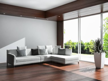 modern parlak iç mekan 3D resimleme