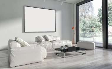 modern parlak iç mekan 3D resimleme