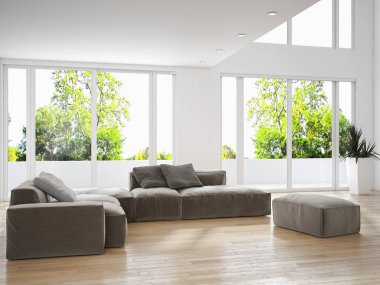 modern parlak iç mekan 3D resimleme