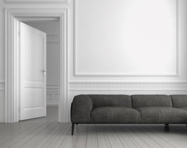 modern parlak iç mekan 3D resimleme