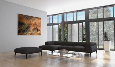 modern parlak iç mekan 3D resimleme