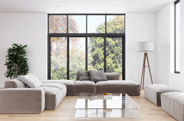 modern parlak iç mekan 3D resimleme