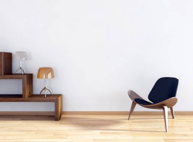 modern parlak iç mekan 3D resimleme