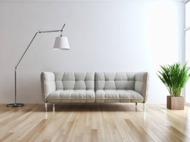 modern parlak iç mekan 3D resimleme